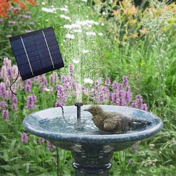 Solcellsdriven fontän DIY solcellsvattenpumpsats, solcellsdriven vattenfontänpump med 4 munstycken, DIY vattenfunktion utomhusfontäner för fågelbad [HK] Black