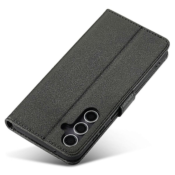 LC.IMEEKE Fodral till Samsung Galaxy S25 Kalvtextur PU Läder Ställ Plånbok Mobilskal - Grå[HK] Black Multicolor