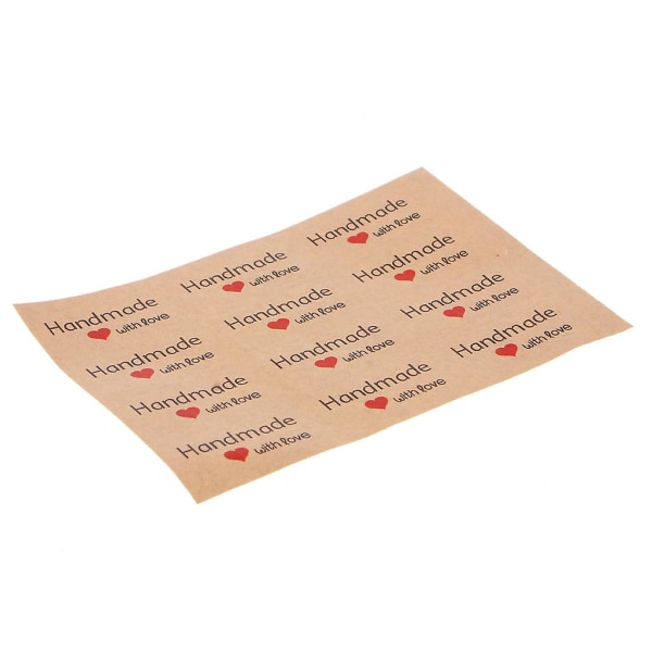Fyrkantiga handgjorda med kärleksklistermärken 12 st självhäftande etiketter Kraftpappersklistermärken