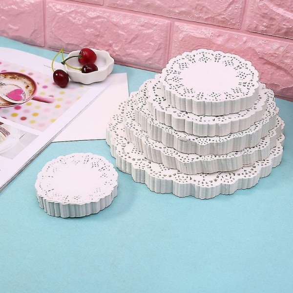 200 stk hvite runde papirdoilies kakeemballasjeputer bryllupsbordservice[HK] 3.5Inch