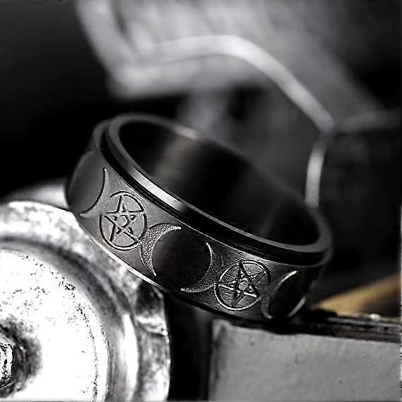 Mænds Fidget Ring Sort/Guld/Rosa Guld/Regnbue 8mm Rustfrit Stål Ring Spinner Ring Til Mænd Kvinder Stress Angstdæmpende Roterende Ring Finger[HK]