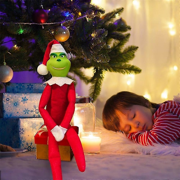 33cm Julen Par Grinch Plysj Dukke Leke Jul Dekor Ornament Barn Gave[HK] Red