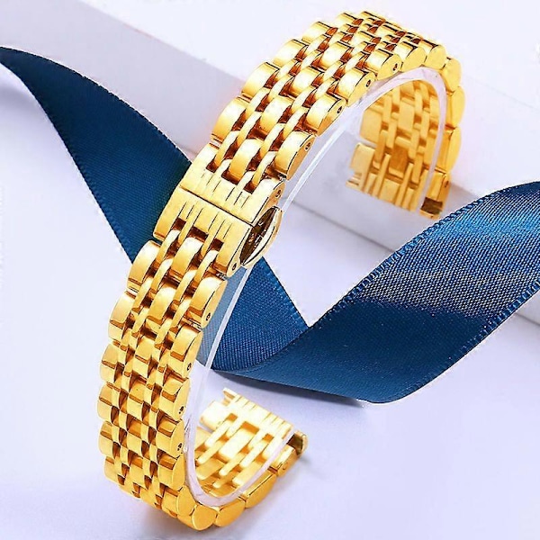 Til Garmin Lily 2 Urrem 7-Perler 14mm Rustfrit Stål Udskiftningsrem [HK] Gold
