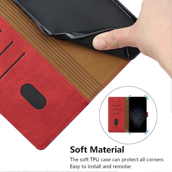 Fodral för iPhone X PU Läder Flip Folio Fodral med Korthållare Magnetisk Stängning Vikbart Ställ Kompatibelt med iPhone X Skal[HK] Red