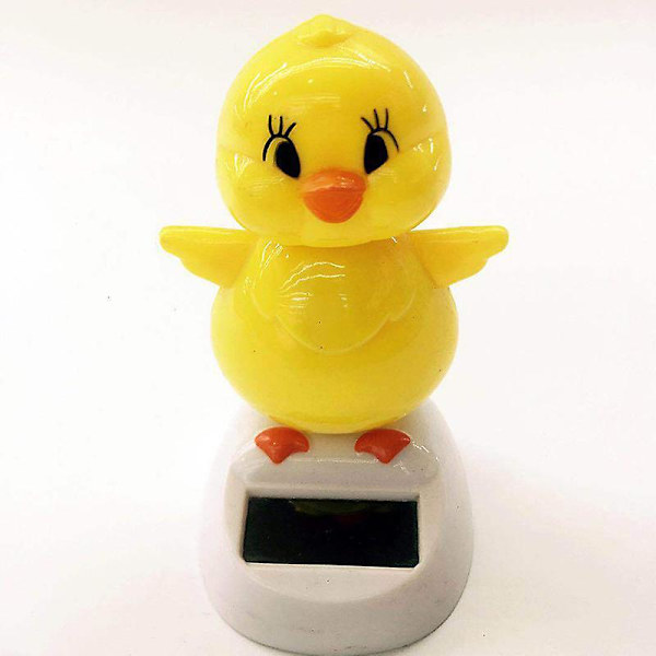 Solcelledrevet tegneseriefigur ornament til bilinstrumentbræt dynamisk dansende dyr bordplade dekoration til hjemmekontor [HkkK] Yellow Chicken