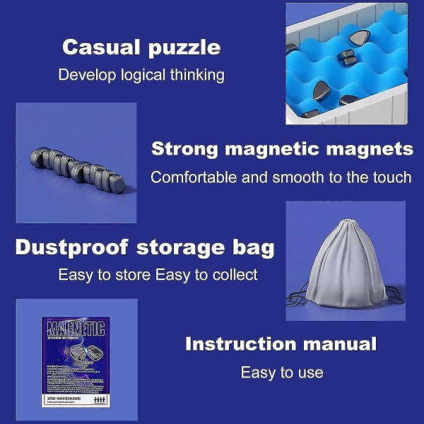 Magnetisk skakspil, 2024 Nyt Magnet Stone Brætspil Strategispil, Sjovt Bordplade Magnetspil For Børn Voksne Familie Festspil Tz[HK] 2 Set B with playing Rope