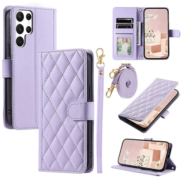 Kotelo Samsung Galaxy S24 Ultra 5G Lompakkokotelo Olkahihna Kaulanauha Yhteensopiva Samsung Galaxy S24 Ultra 5G:n kanssa [HK] Purple
