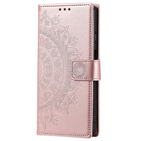 För Samsung Galaxy S25 Plus Skal Präglat Totem PU Läder Plånbok Ställ Telefonskydd [HK] Rose Gold