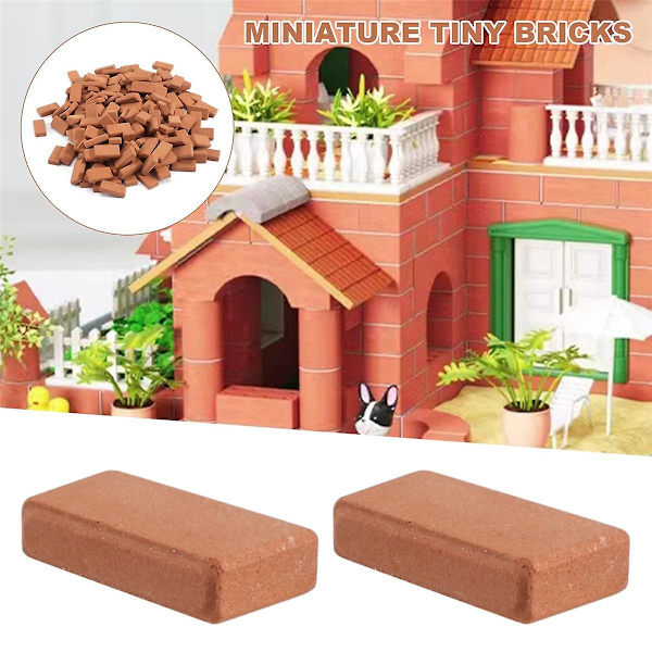 200 Stykker Mini Mursten Til Landskabspleje Miniature Mursten Murvæg Små Mursten Til Havedele, 1/[HK] Brick red