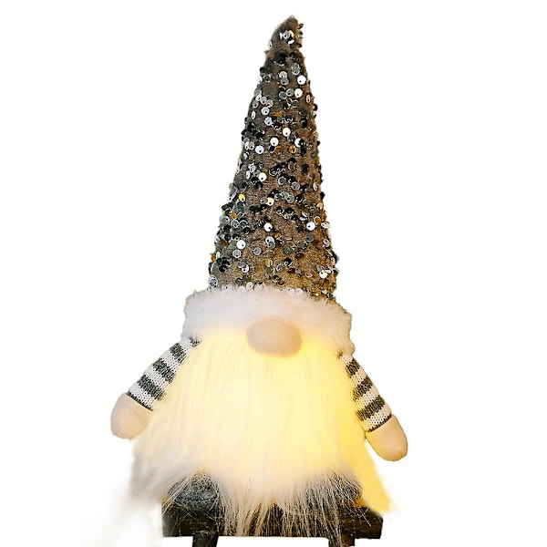 Ljuslykta Tomte Juldekoration, Jultomtar Med Led-Ljus, Tomte Elf Jul För Inomhusdekoration Semesterdekoration Grå