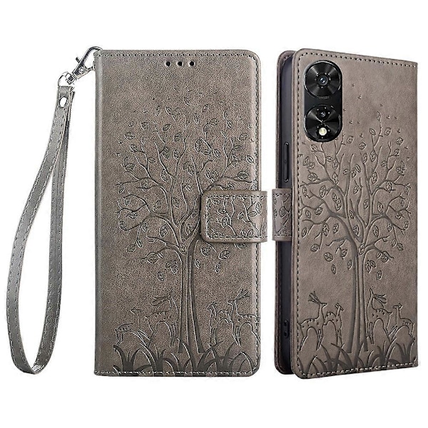 TCL 505 -kotelon lompakkoteline nahkainen kukka puhelinkuori tukkumyyjä [HK] Style A Multicolor