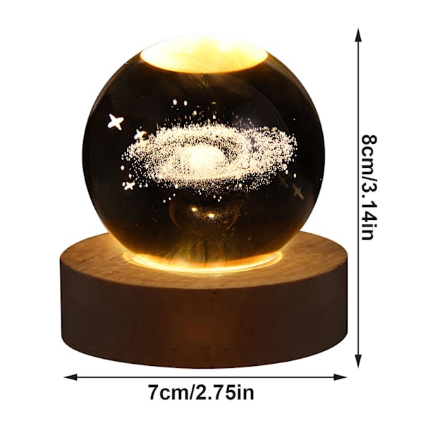 LED Krystal Bordlampe USB 3D Måne Galaxy Globe Natlampe Børn Julepynt Gave[hk] nebula