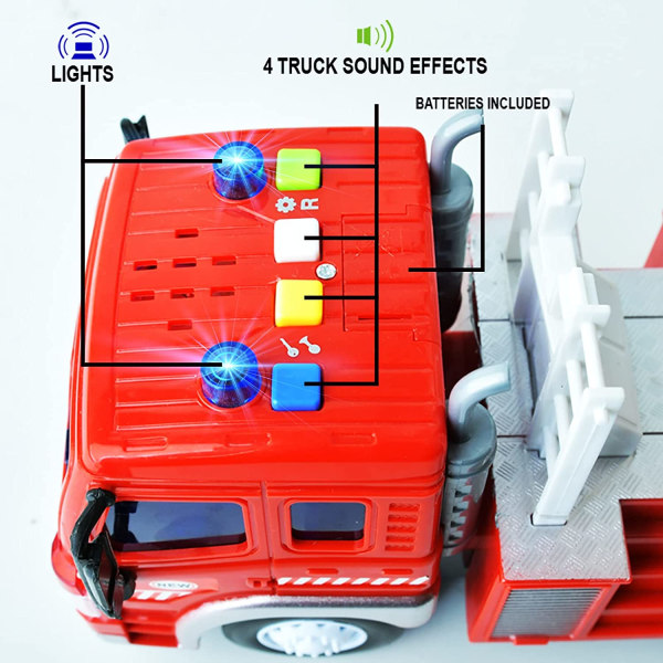 Brandbilsleksak, tröghetsbilar, med ljus och ljud, Pedagogiska leksakspresenter för 4 5 6 år gamla pojkar och flickor