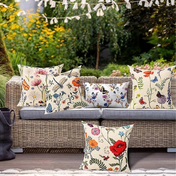 Utekuddöverdrag 45x45 cm Set med 4 Vattentäta Utekuddöverdrag för Utemöbler Trädgård [HK]