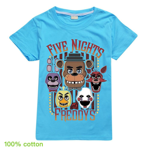 Pojkar Flickor Kortärmad T-shirt Five Nights At Freddy's Barn Bomull T-shirt Toppar[HK] Light blue 9-10Years