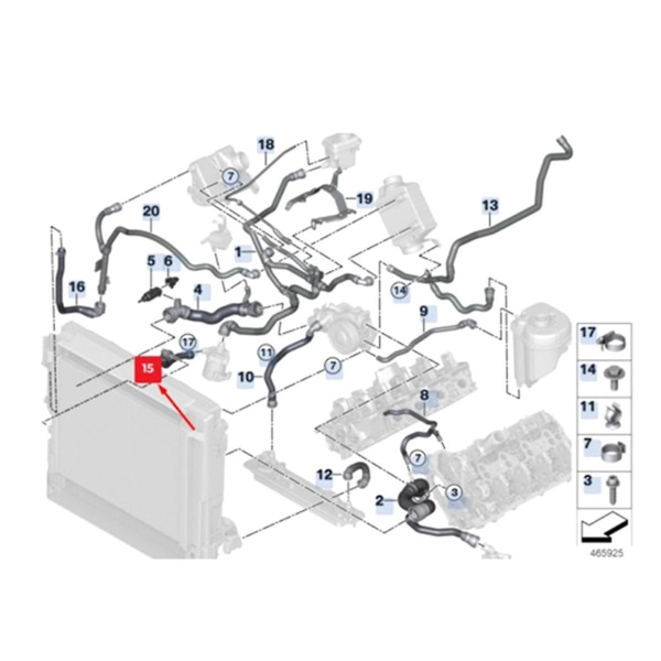 17127589632 Radiator Vandslange Kølevæske Slange Til X5 X6 E39 E38([HK])