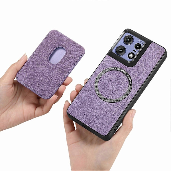 Motorola Edge 50 Pro 5G -puhelimen suojakuori nahka+TPU retro-tyylinen irrotettavalla korttipaikalla - Vihreä[HK] Purple Multicolor