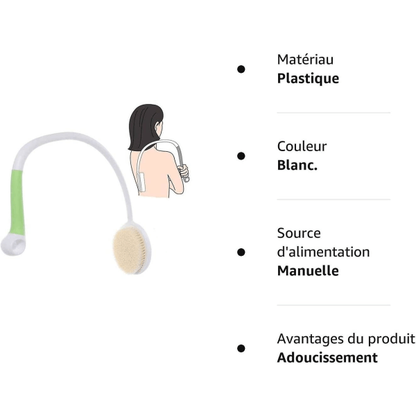 1 X ryggborste med långt handtag - Ergonomisk duschborste med mjuka borstar - Lämplig för alla delar av kroppen - Bekväm att använda([HK])