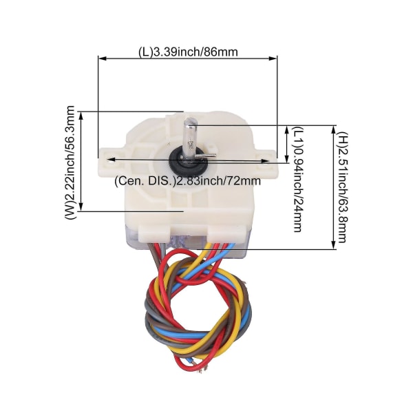 HKK 5-tråds firkantet elektrisk vaskemaskine timer afstand mellem to huller 7,2 cm