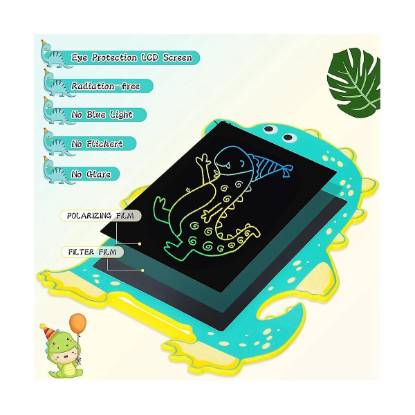 8,5 tuuman piirustuslauta Vihreä dinosauruslelu LCD-kirjoitustaululevy Lasten piirustustablettikoulutus ([HK])