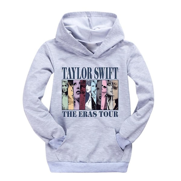 Pop Taylor Swift The Eras Tour Hoodie Huvtröja Casual Pullover Toppar Julgåvor För Barn Flickor Pojkar[HK] Gray 13-14 Years