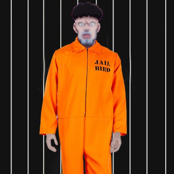 Män Och Kvinna Fånge Jumpsuit Kostym Cosplay Kostymer Halloweenfest Karneval Unisex Orange Fängelse Fängelse Fängelse Kriminell Klänning[HK] L 165-175cm Adult 1