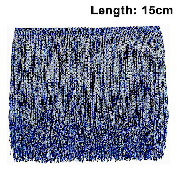 HK 10m sytrådsfrans - Frans tofs 15cm/10cm bredd för kjol bröllopsklänning lampskärm dekoration Royal Blue 15cm