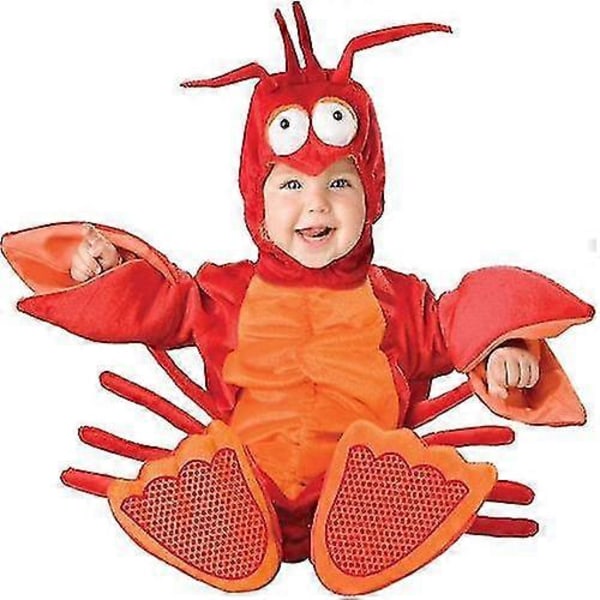 2023 Nya Babykläder Tecknad Dinosaurie/Hummer Nyfödd Småbarn Cosplay Kostym Party Overall Outfit[HK] 70 Red