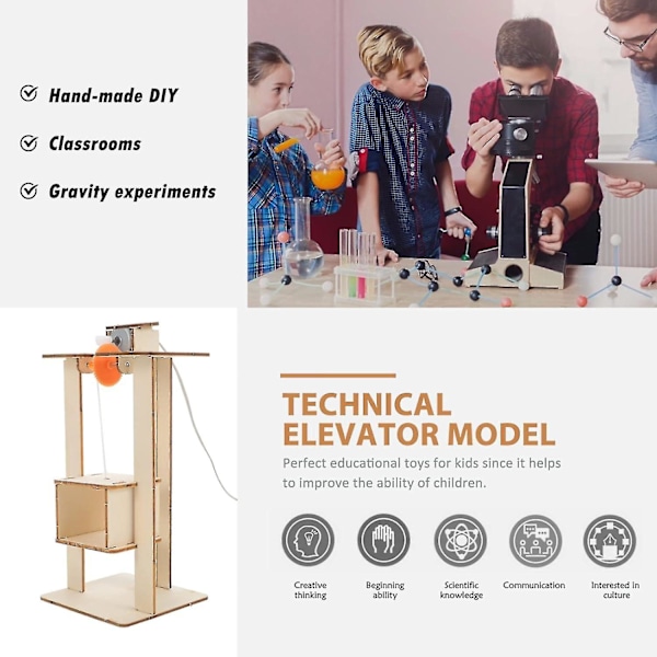 Træ Elevator Børnelegetøj: DIY Elevator Sæt Løfter Elevator Model DIY Håndværkssæt Tidlig Uddannelse Læringslegetøj[HK]