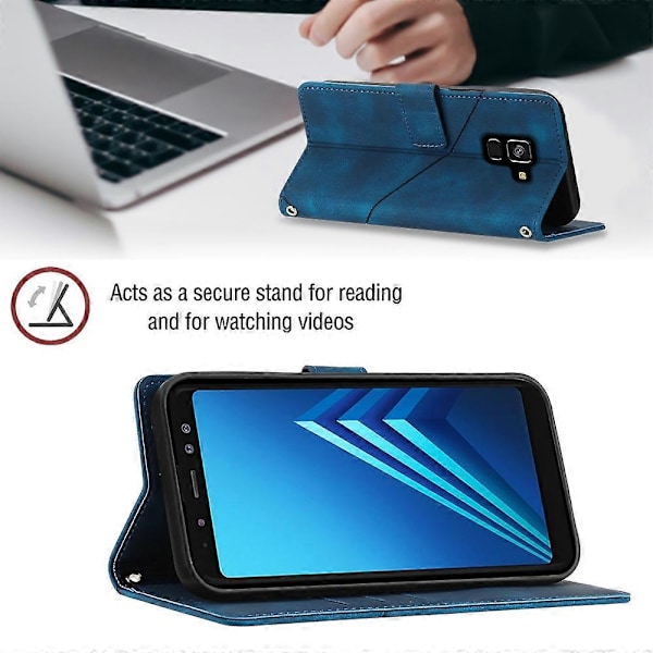 Læder Etui Til Samsung Galaxy A8+ 2018[HK] Blue