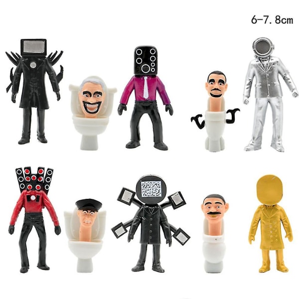 Skibidi Battle Actionfigurer, Skibidi Toilet Figur Hot Video Karakter Model Dukke Legetøj Til Børn Fødselsdagsfest Kage Topper Halloween Dekoration [HK] F