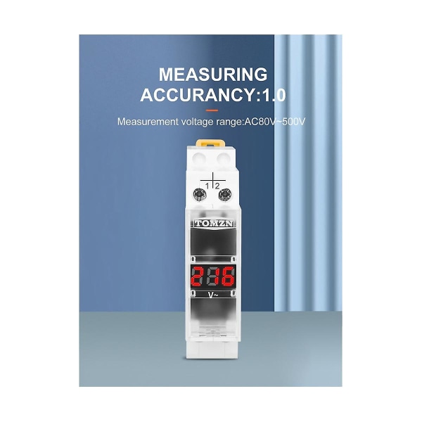 Din Rail enfase spenningsmåler AC 40-500v modulært voltmeter Måler Indikator Led Digital Displ([HK])