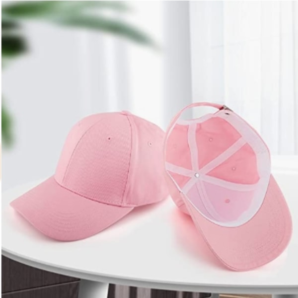 Ensfarget baseballcaps bomull justerbar rosa