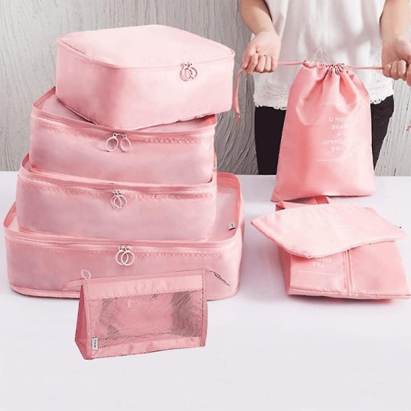 Pakkekuber til koffert 8 stk/sett Reisepakkekuber Reisebagasjepakker[HK] Pink