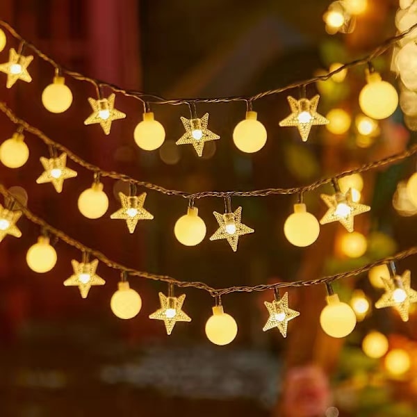 Pallovalosarja huoneen tunnelmaan kuplapallovalosarja ulkokäyttöön paristokotelolla koristelu tähtivalot Valkoinen pallo tähti lämmin v[HK] White ball star warm white 10m 100 lights plug-in model