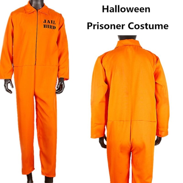 Män Och Kvinna Fånge Jumpsuit Kostym Cosplay Kostymer Halloweenfest Karneval Unisex Orange Fängelse Fängelse Fängelse Kriminell Klänning[HK] L 165-175cm Adult 1