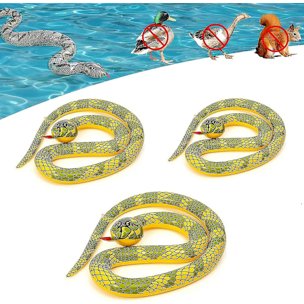 3 st flytande ormar för pool, uppblåsbar falsk orm för pool för att hålla fåglar borta, falsk orm ballong pooltillbehör skämtrekvisita[HK] Yellow
