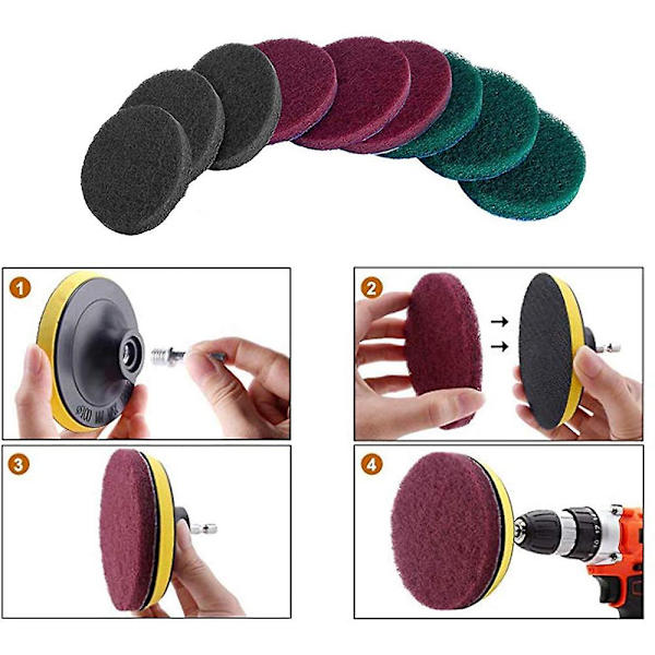 13 Dele Boremaskine Kraft Scrubber Børster Skurepuder & Svampe Rengøringskit - All Purpose Cleaner Scru[HkkK]