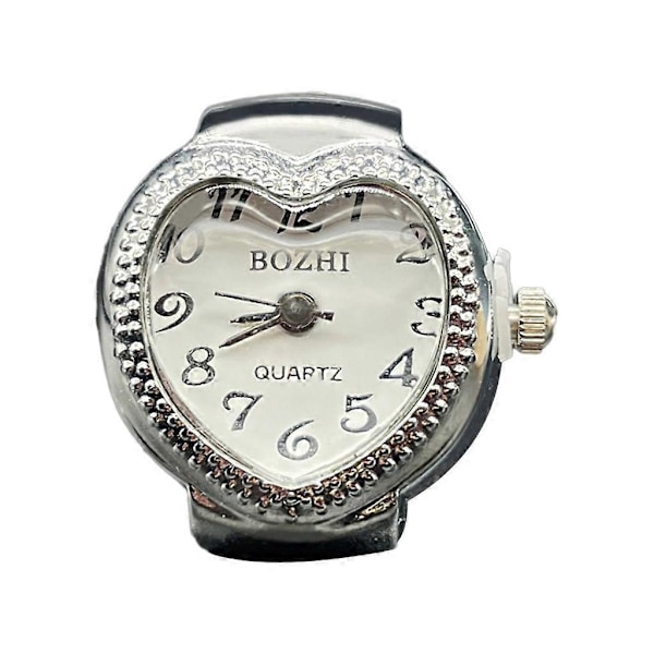 Hjerteformet Ringur til Kvinder Mænd Analogt Quartz Ur Arabiske Tal Skive[HK] White