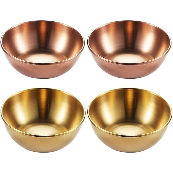 HK 4 stk. runde skåle i rustfrit stål til husholdningskrydderier (guld) (4-D-W) color 1