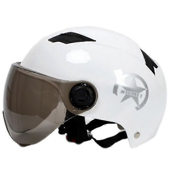 Elektrisk Motorcykelhjälm Scooter Cykel Öppet Ansikte Halv Baseballkeps Anti-UV Säkerhet Hård Hatt Cykelhjälm Justerbar[HK] White