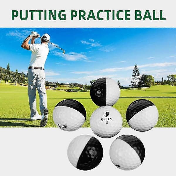 6 stk. sorte og hvide golføvelsesbolde, høj elastisk dobbeltlags golftræningsudstyr [HK]