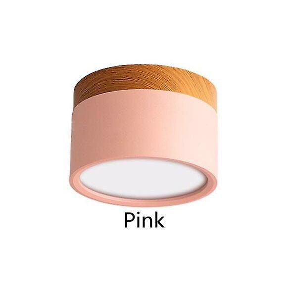 Led loftslampe dæmpbar 7w 9w overflademonteret loftslampe træ moderne lys spotlight soveværelse stue homekit bbulb[HkkK] Pink 7W warm light
