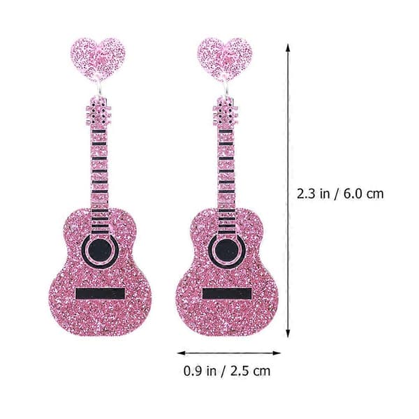 1 par lyserøde klassiske guitarøreringe til dekoration akryløreaccessories [HK]