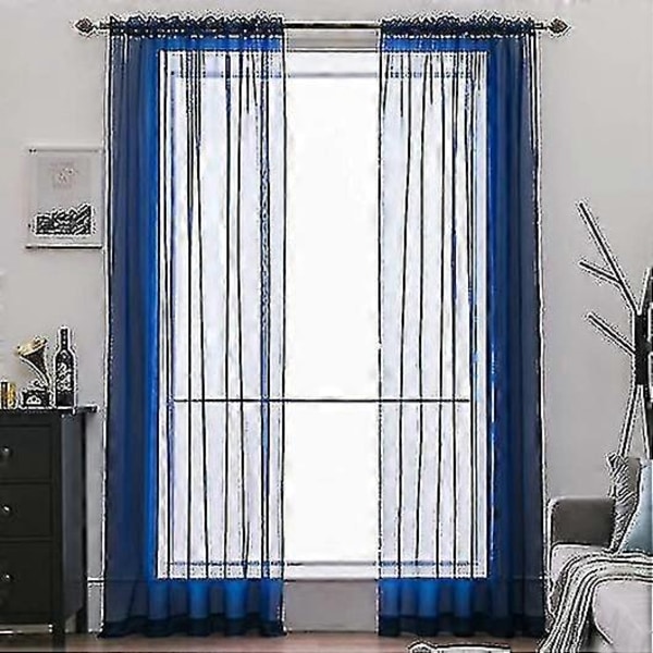 Harsokappa pitsireunuksella, pellavan näköinen, läpinäkyvä [HK] DarkBlue