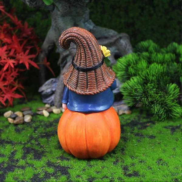 Hösttomtar Staty Dekor, Thanksgiving Tomte Pumpa Tomte Vit Skägg Tomte Staty Höst Pumpa Fe Staty Hartsdeko[HK]