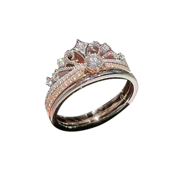 2x Princess-crown Promise Vigselringar Förlovningsslott Tiara Ring Mode