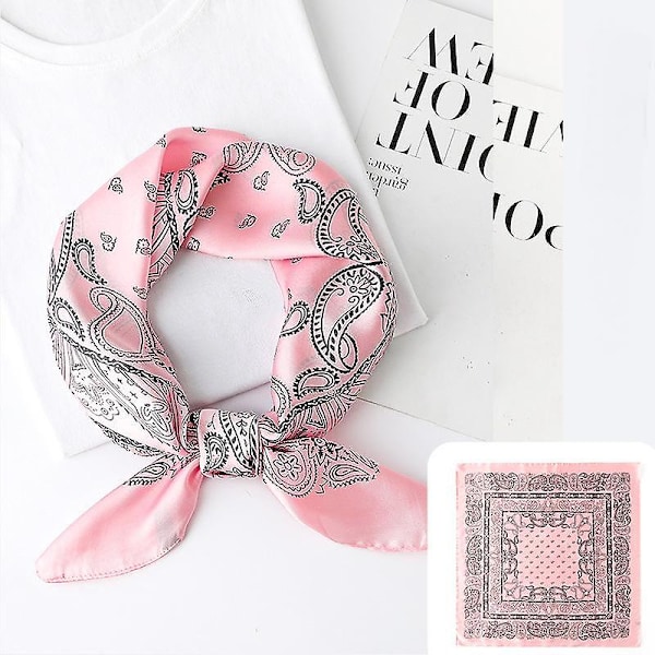 \"Sidenscarf för kvinnor, medium fyrkantig satinbandana, present till flickvän, rosa\"[HK]