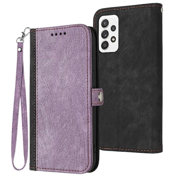 Fodral för Samsung Galaxy A53 5G Premium Mjukt PU Läder Flip Folio Plånbok Ställ Skydd Kompatibelt med Samsung Galaxy A53 5G Skal[HK] Purple