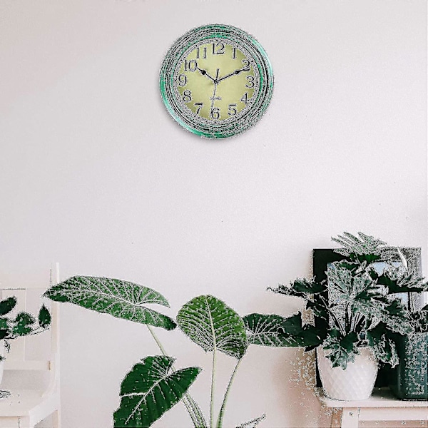 Tyst Icke Tickande Retro Kvarts Klocka Väggklocka (30 cm)[HK] green
